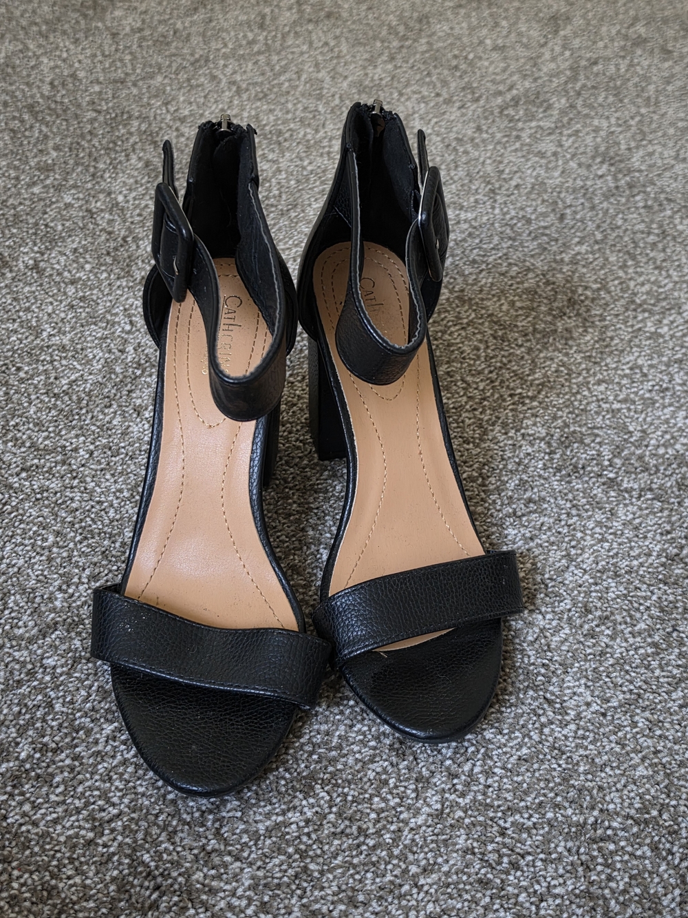 Heel Black Ankle-Strap Women’s Sandals